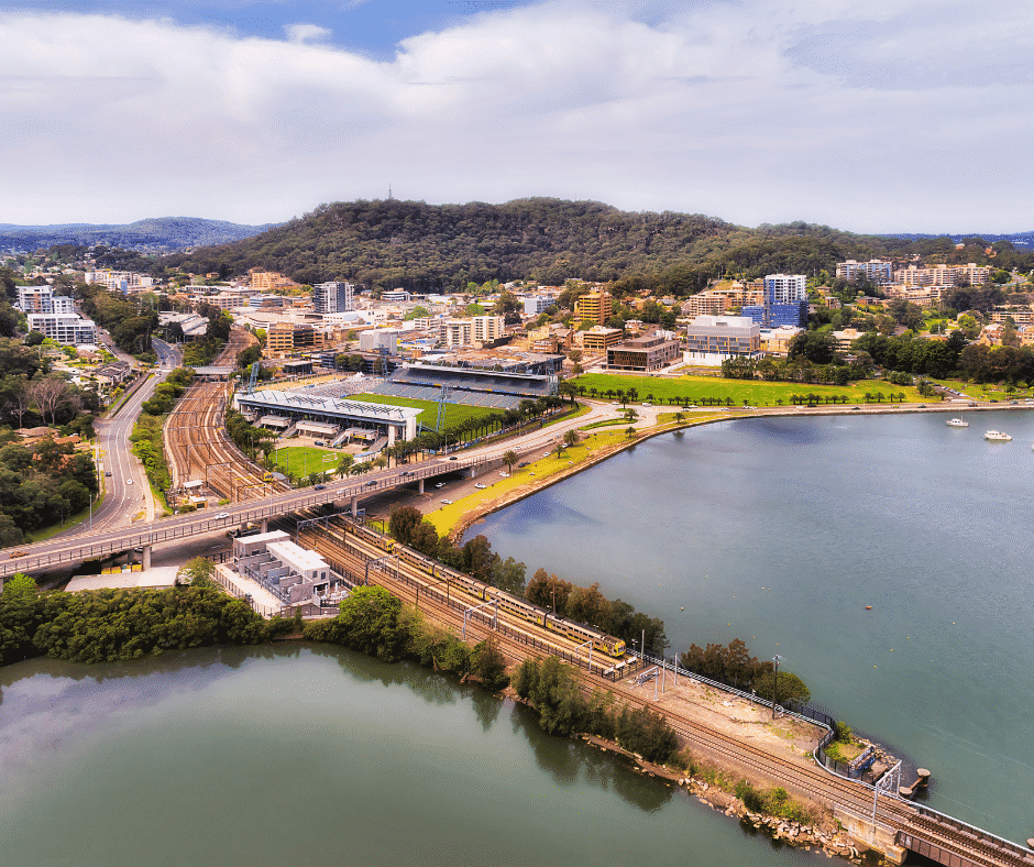 Aerial photo of Gosford - and to keep the water clean, our plumbers implement a backflow testing system
